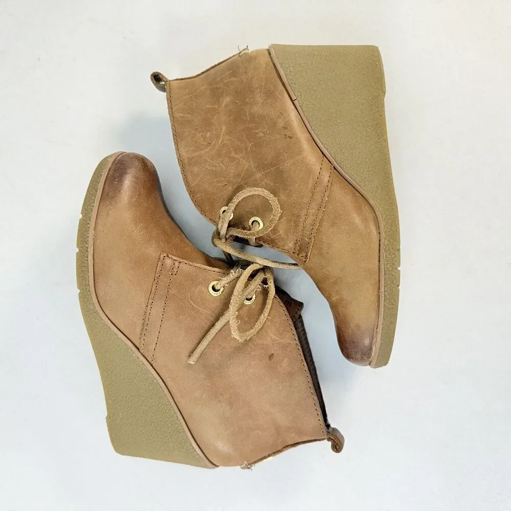 Sperry Top-Sider Harlow Women's Size 5 M Burnished Leather Wedge Bootie Shoes